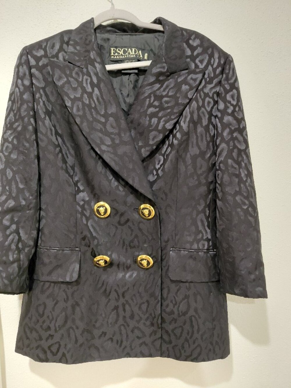 Escada Margarathe Lily Double Breasted Blazer Wool Silk Blend Size 42